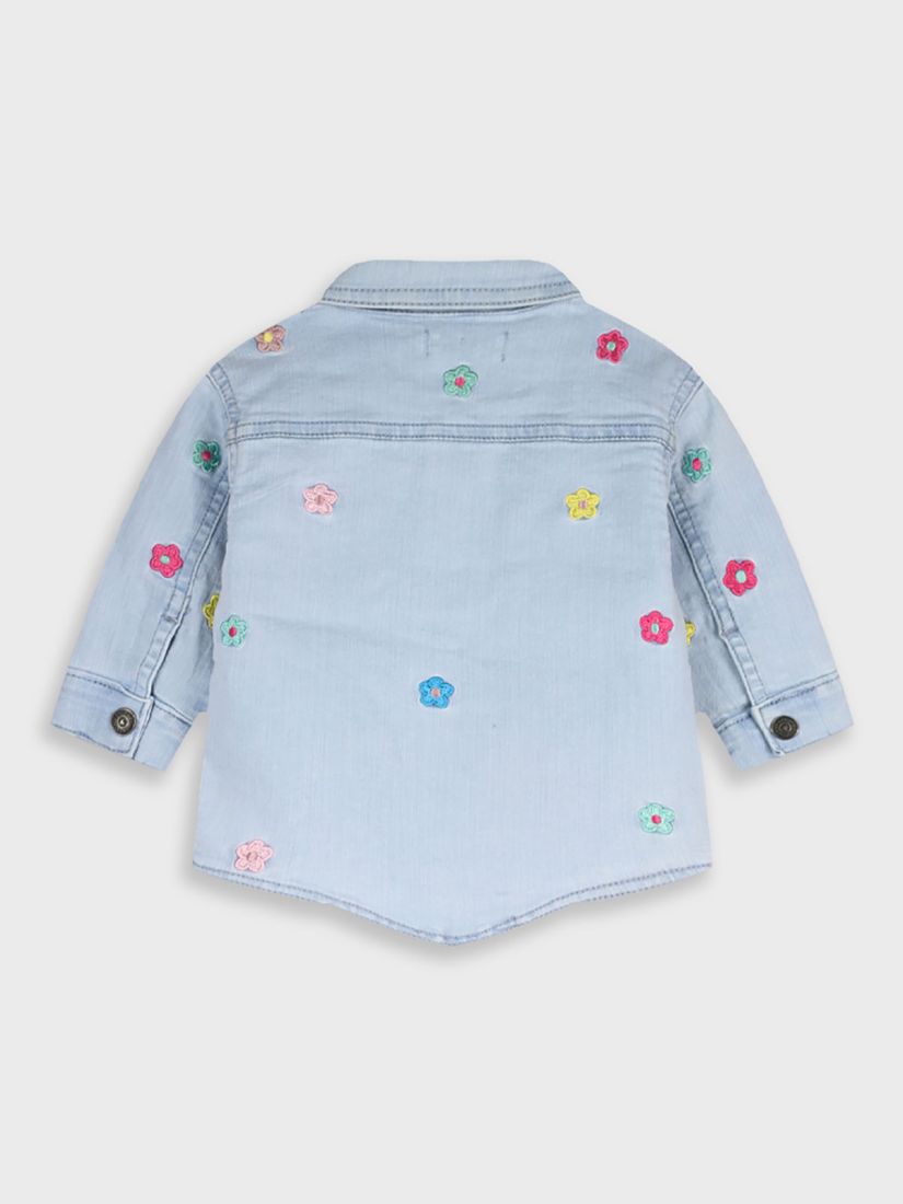 Τζιν τζάκετ με κέντημα χρωματιστά λουλούδια μπλε