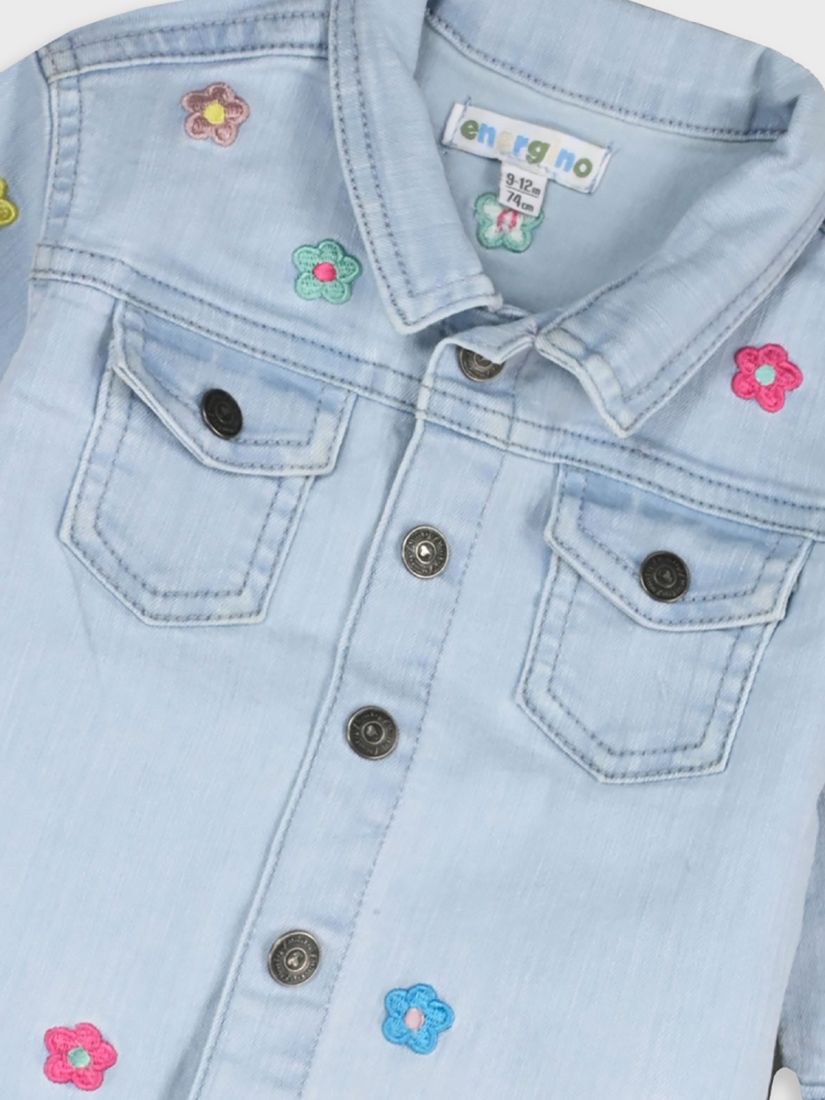 Τζιν τζάκετ με κέντημα χρωματιστά λουλούδια μπλε