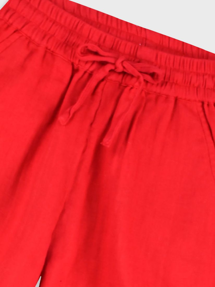 Σορτς λινό με λάστιχο και τσέπες κόκκινο