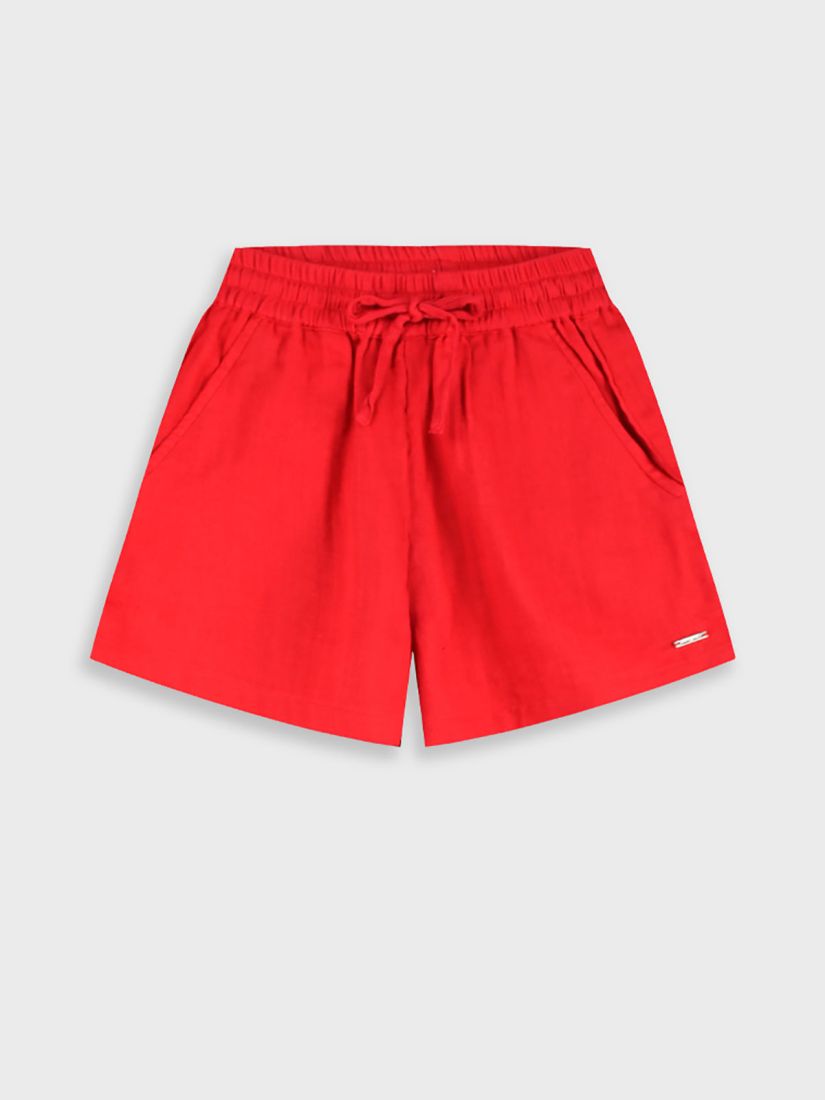 Σορτς λινό με λάστιχο και τσέπες κόκκινο