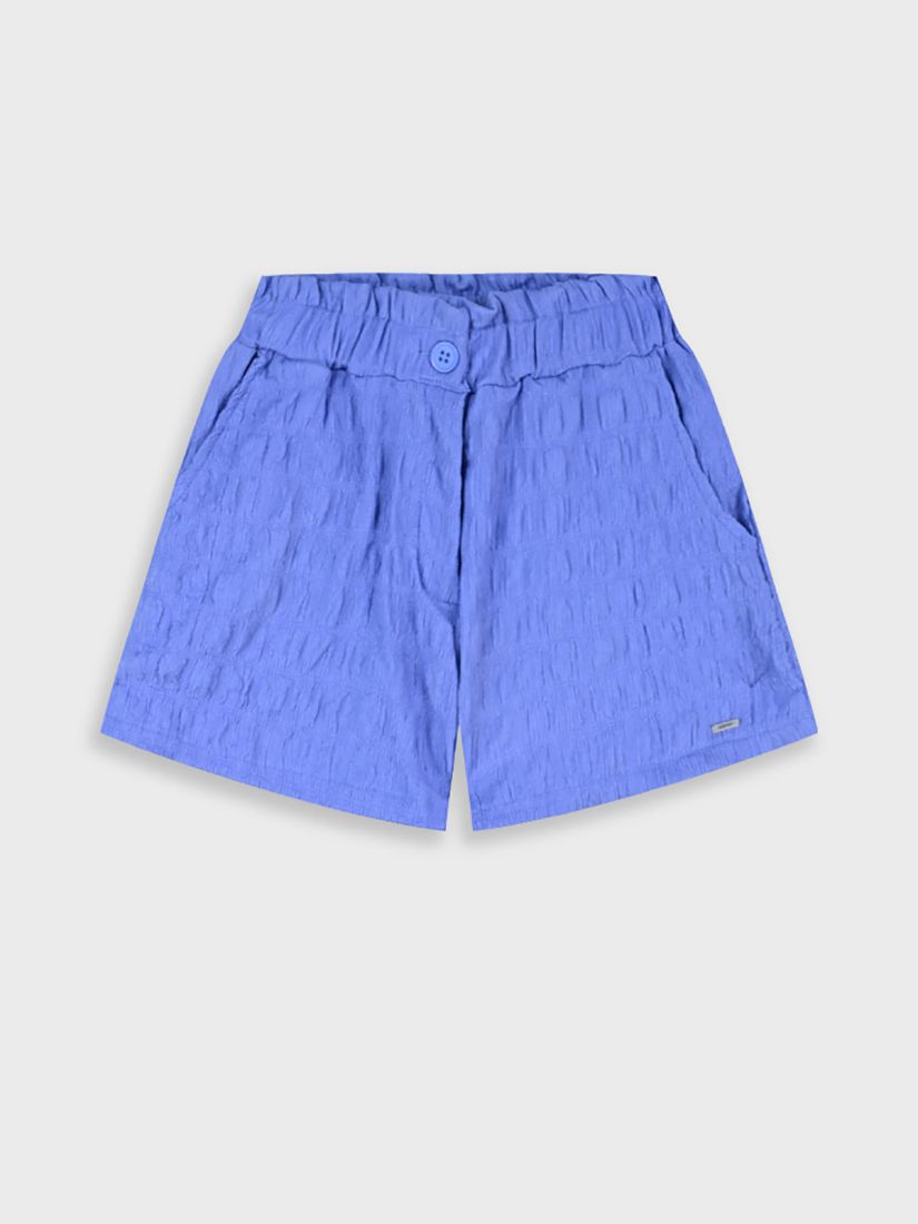 Σορτς μονόχρωμο γκοφρέ με τσέπες μπλε