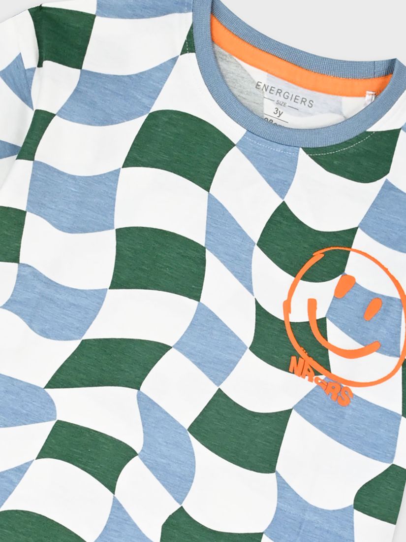 Μπλούζα κοντομάνικη με κυματιστό καρώ και φατσούλα πράσινο