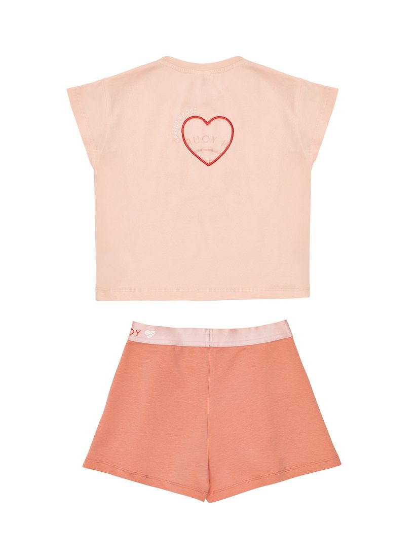 Σετ τοπ με σχήμα καρδιά στην πλάτη και σορτς φούστα  peach