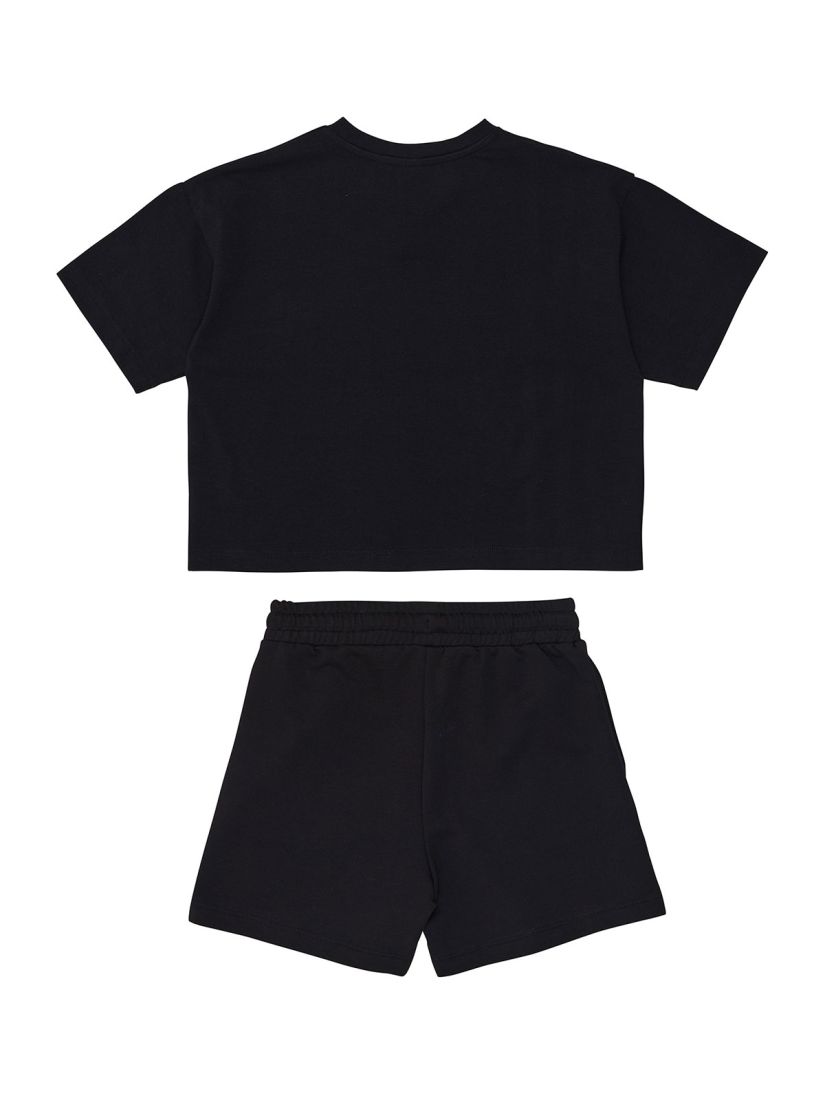Σετ κροπ τοπ με σορτς με λευκές ρίγες μαύρο