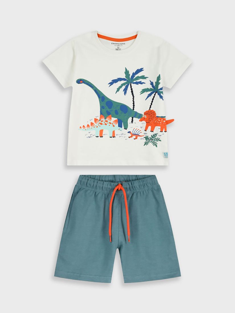 Σετ βαμβακερό με print dinosaurs πετρόλ