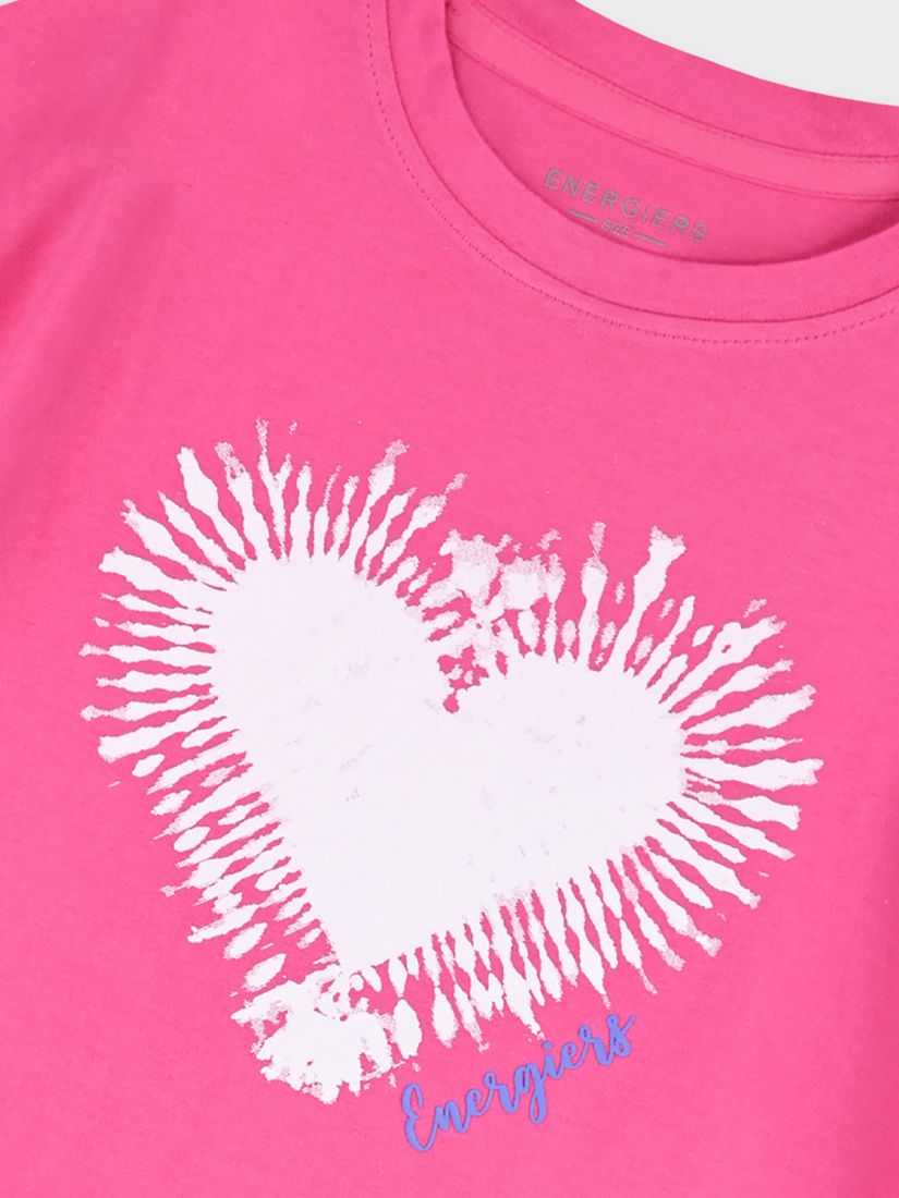 Σετ μπλούζα και σορτς με βολάν print heart ροζ