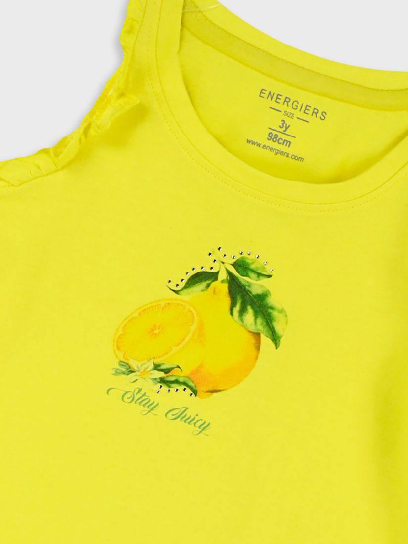 Σετ τοπ και σορτς φούστα με print lemon's life κίτρινο