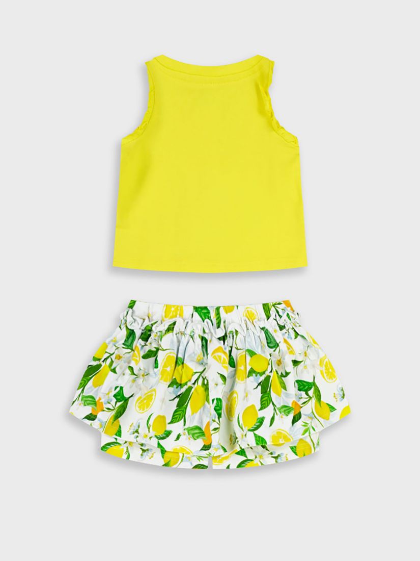 Σετ τοπ και σορτς φούστα με print lemon's life κίτρινο