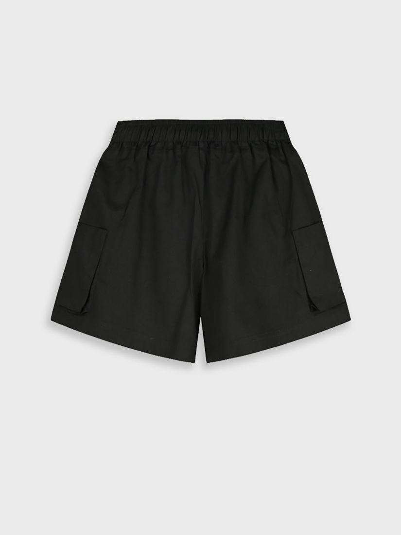 Βερμούδα μονόχρωμη με λάστιχο και τσέπες μαύρο