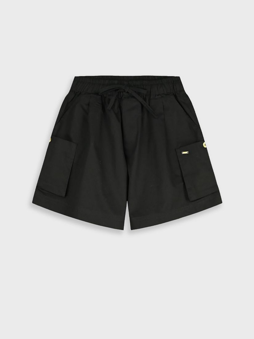 Βερμούδα μονόχρωμη με λάστιχο και τσέπες μαύρο