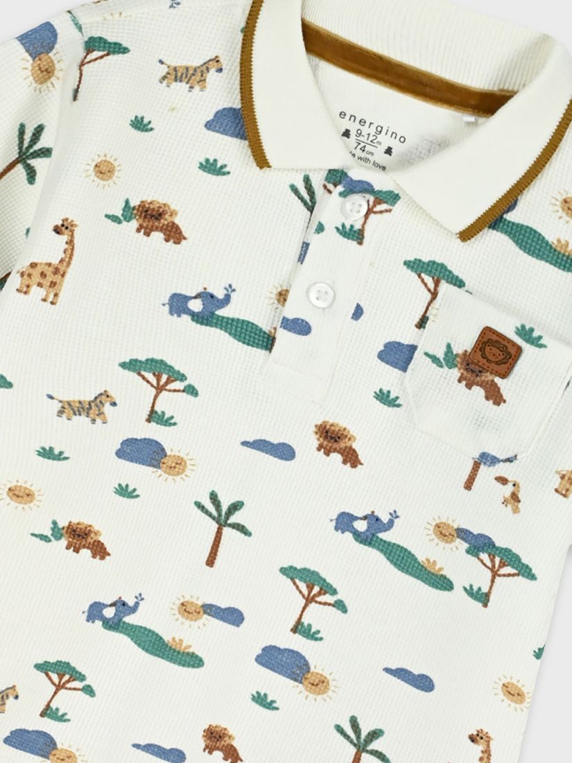 Σετ μπλούζα τύπου Polo με print dinosaurs και cargo παντελόνι καφέ