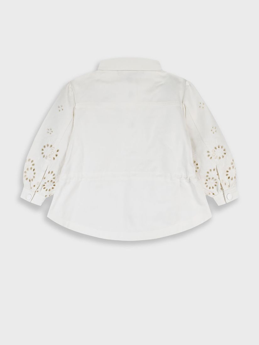 Τζιν τζάκετ με κοφτό κέντημα λουλούδια κρεμ