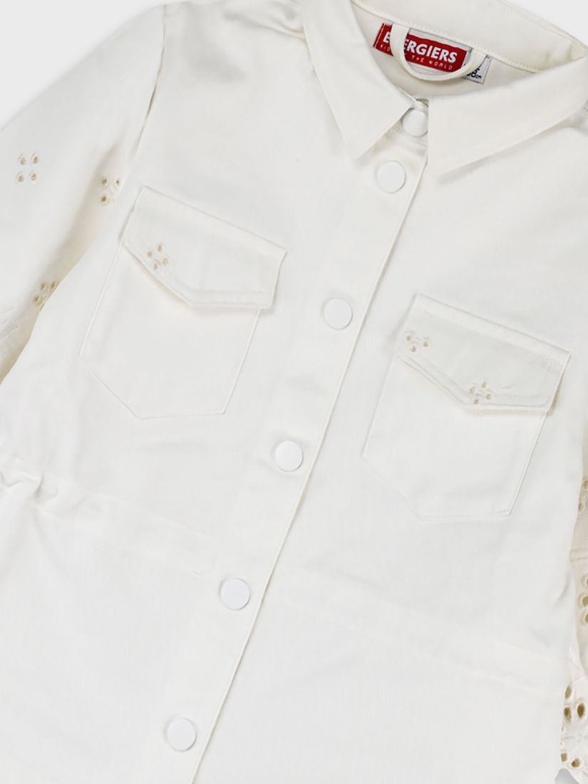 Τζιν τζάκετ με κοφτό κέντημα λουλούδια κρεμ