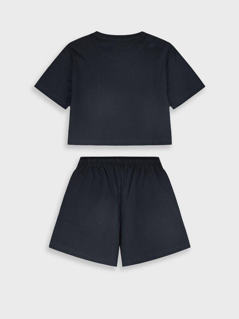 Σετ κροπ τοπ και βερμούδα με print NYC μαύρο