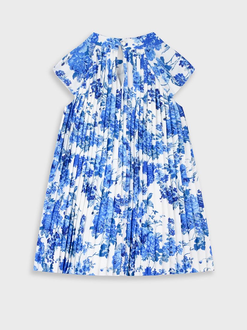 Φόρεμα πλισέ φλοράλ με μπουτονιέρα μπλε