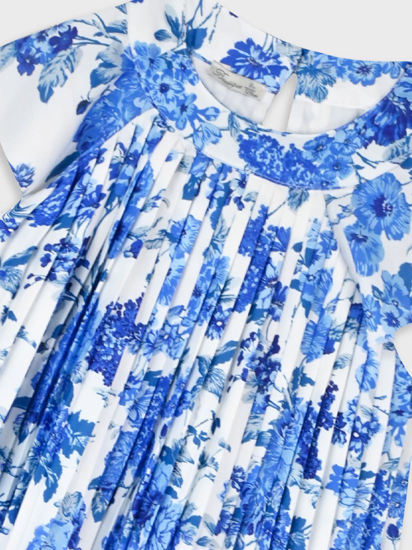 Φόρεμα πλισέ φλοράλ με μπουτονιέρα μπλε