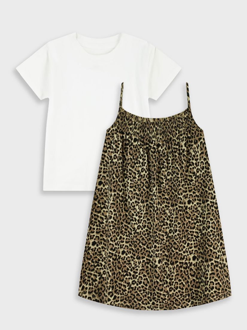 Σετ φόρεμα λεοπάρ και μπλούζα κοντομάνικη καφέ