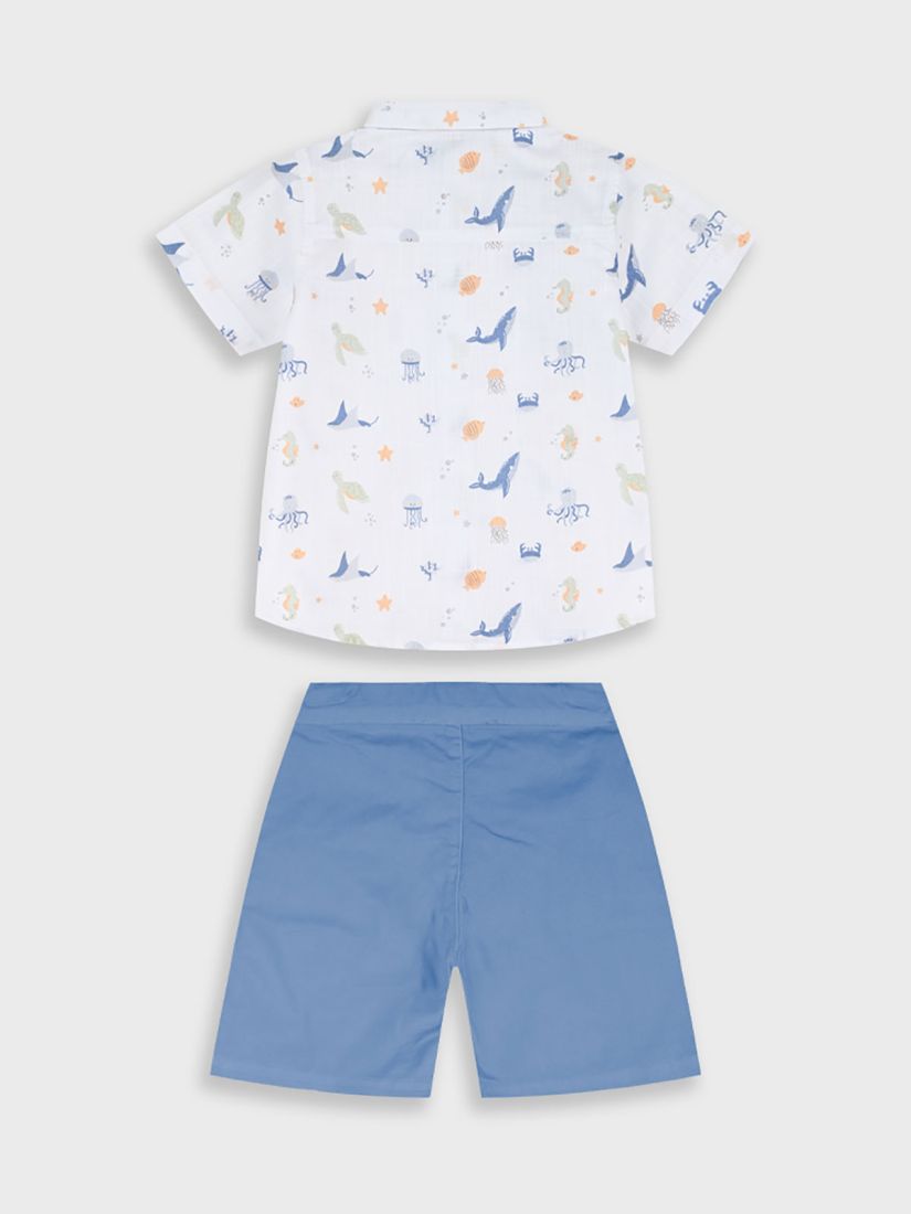 Σετ πουκάμισο με print βυθός και βερμούδα  μπλε