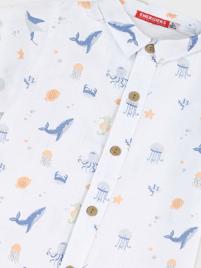 Σετ πουκάμισο με print βυθός και βερμούδα  μπλε