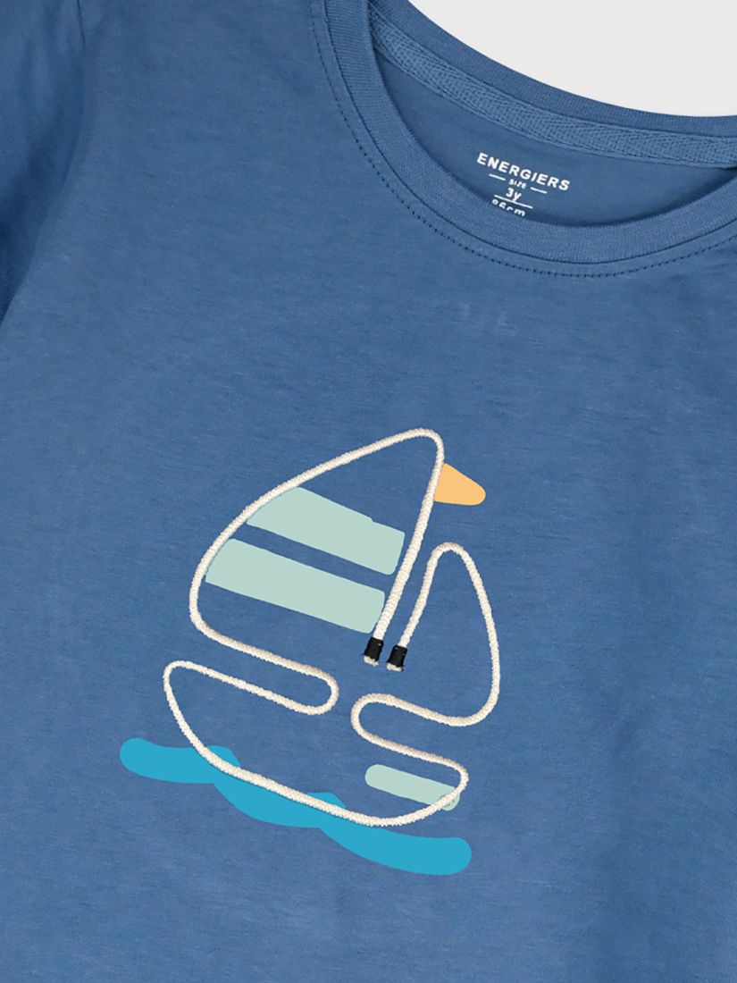 Σετ μπλούζα με κέντημα καράβι και λινό παντελόνι μπεζ