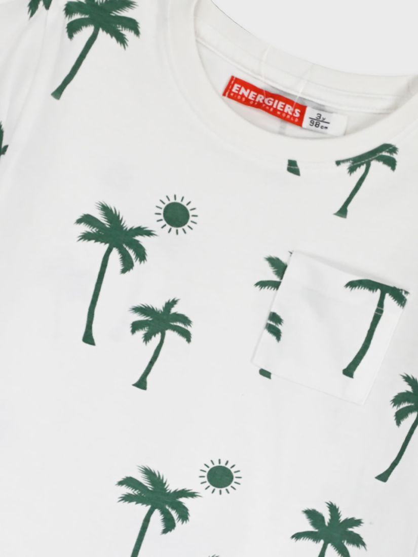 Σετ βαμβακερό με cargo βερμούδα και tropical print μέντα