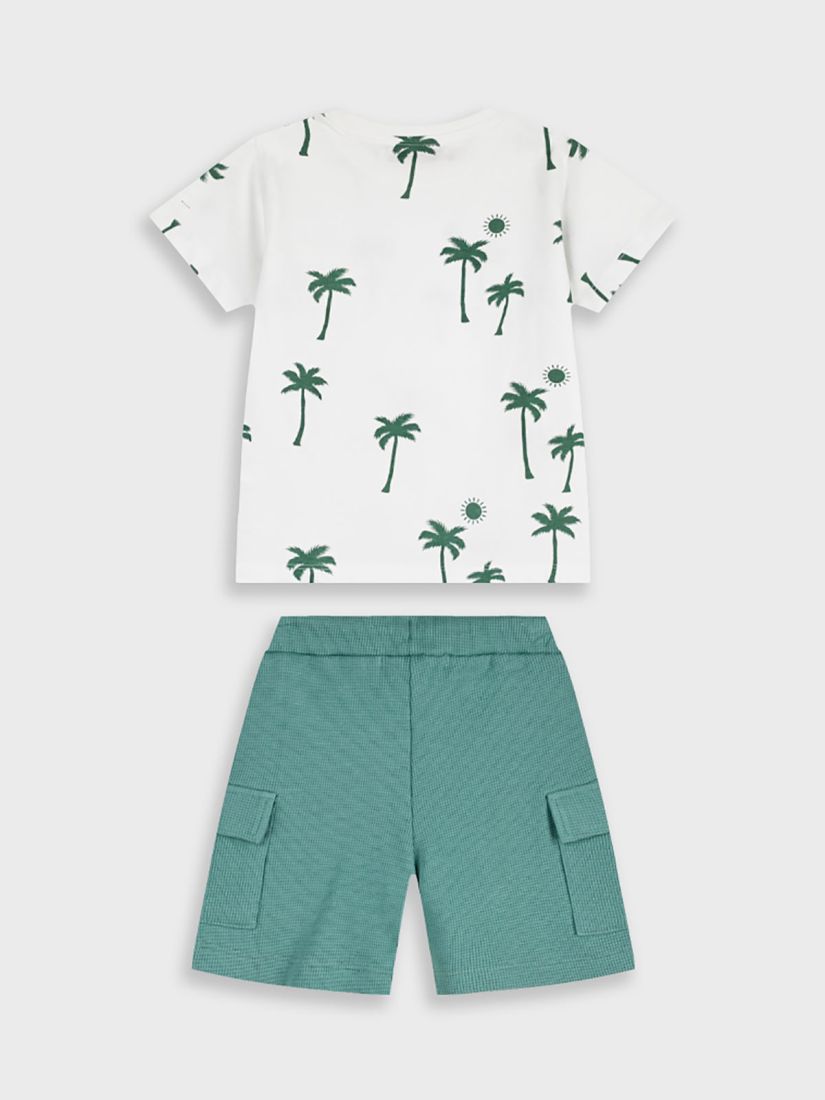 Σετ βαμβακερό με cargo βερμούδα και tropical print μέντα