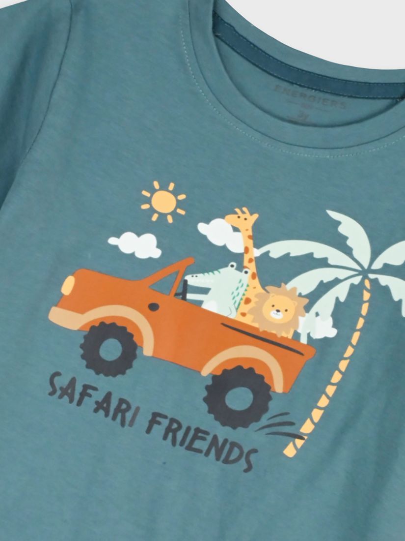 Σετ βαμβακερό με print safari friends μέντα