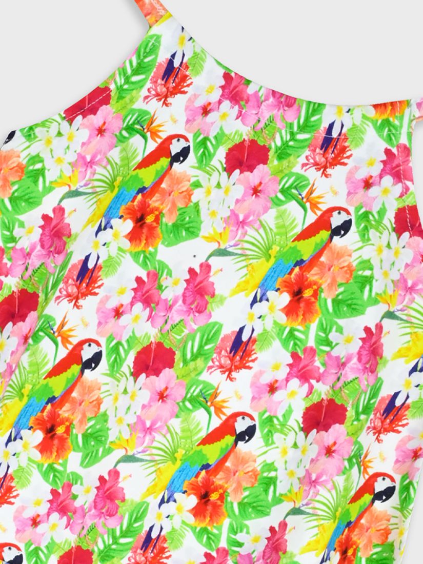 Φόρεμα αμάνικο με tropical prints πράσινο