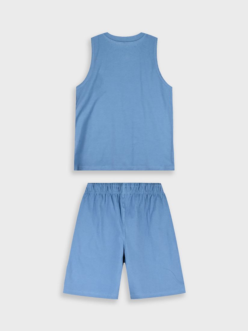 Σετ βαμβακερό με αμάνικη μπλούζα και print summer escape μπλε