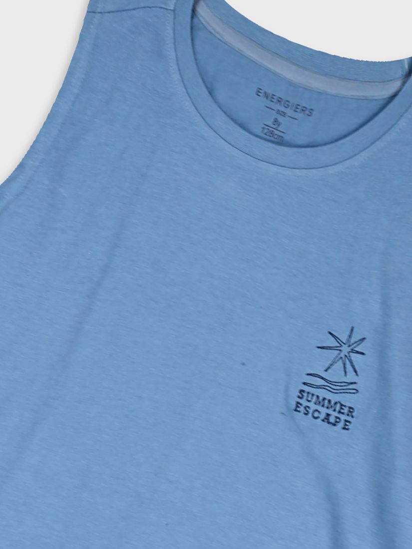 Σετ βαμβακερό με αμάνικη μπλούζα και print summer escape μπλε