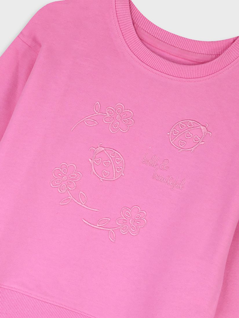 Σετ ανοιξιάτικο με κέντημα πασχαλίτσα ροζ