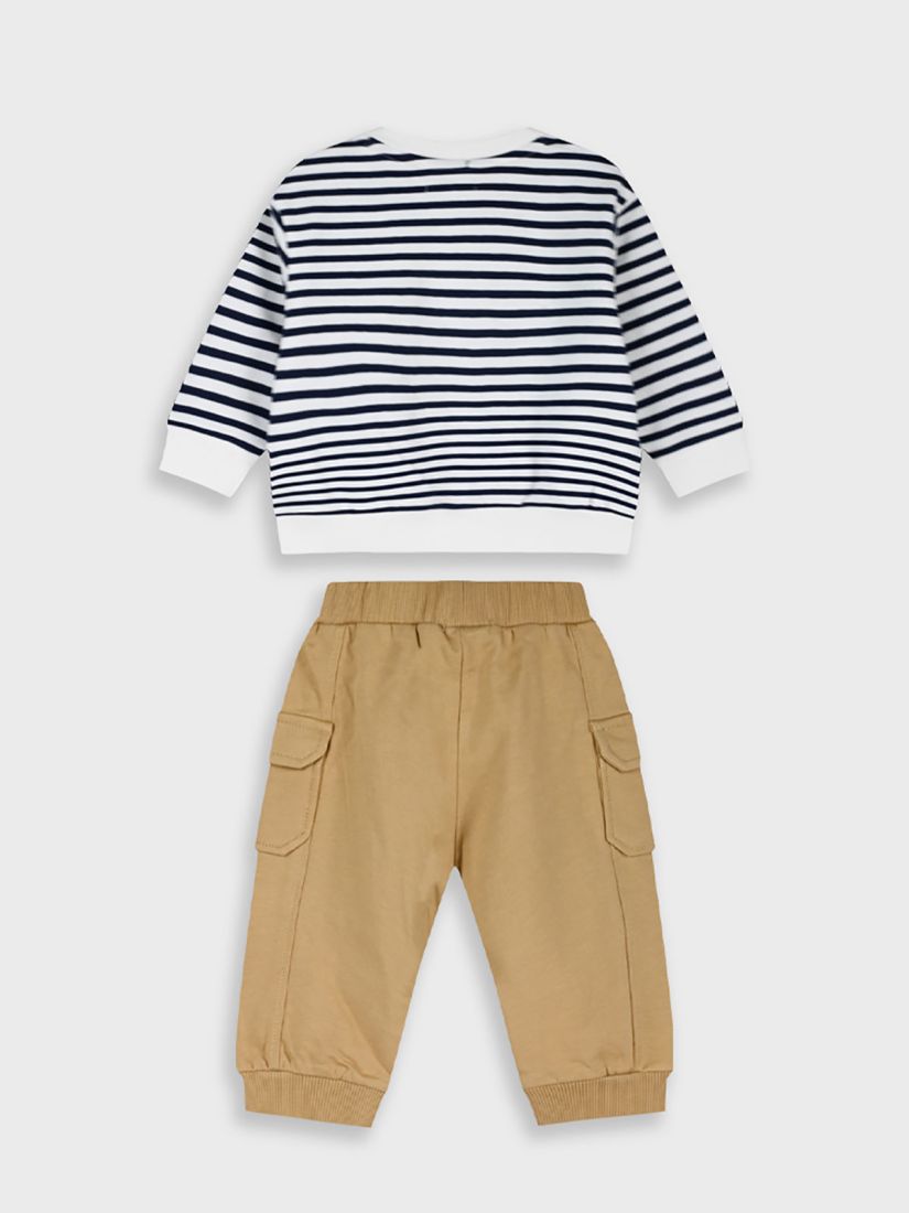 Σετ βαμβακερό με μπλούζα μαρινιέρα και cargo παντελόνι καφέ