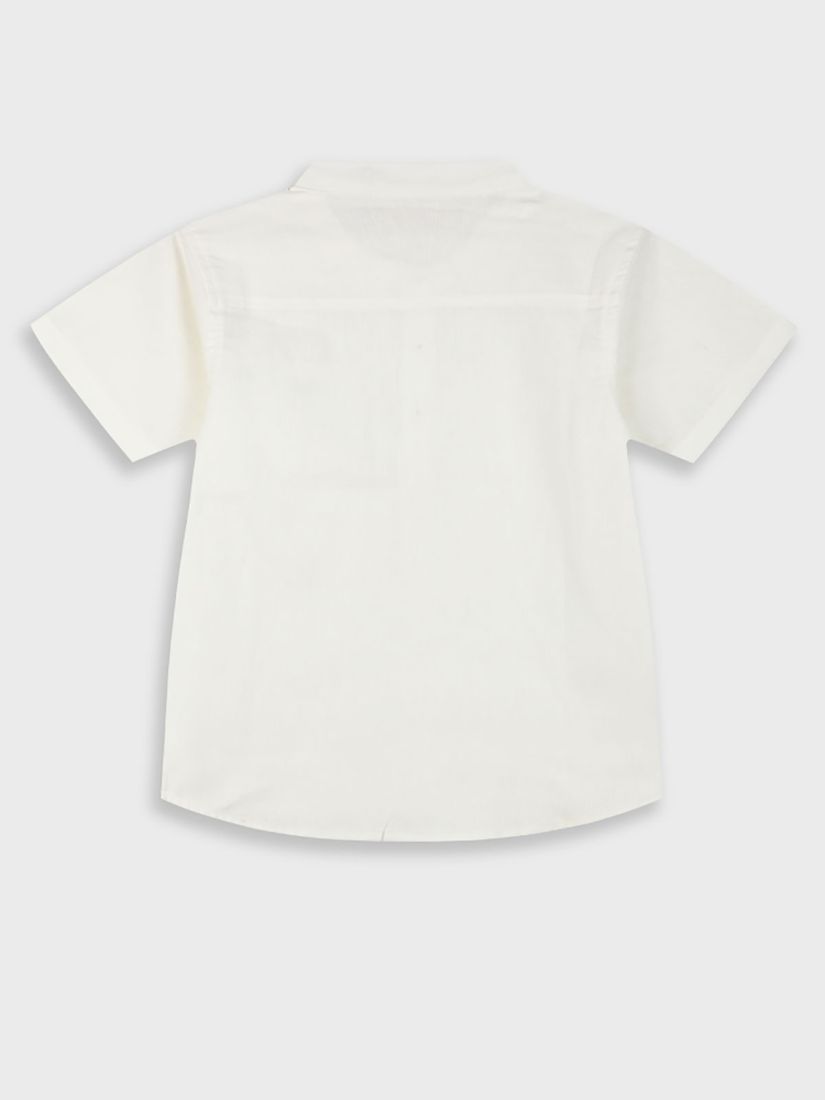 Πουκάμισο λινό με μάο γιακά κρεμ