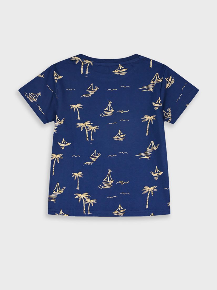 Μπλούζα κοντομάνικη με summer print μπλε