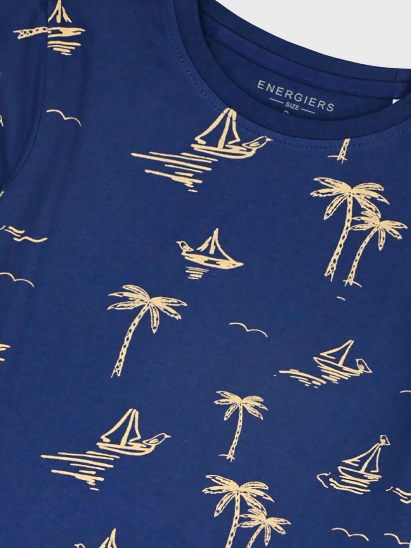 Μπλούζα κοντομάνικη με summer print μπλε