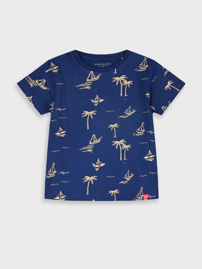 Μπλούζα κοντομάνικη με summer print μπλε