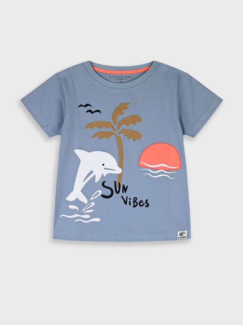 Μπλούζα κοντομάνικη με κέντημα φοίνικα γαλάζιο