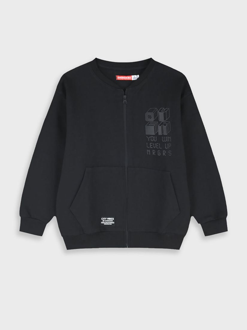 Ζακέτα εποχιακή με print you win level up μαύρο