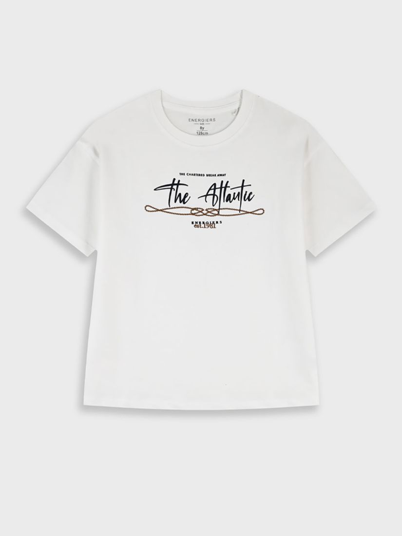 Μπλούζα με κέντημα και print the Atlantic  λευκό