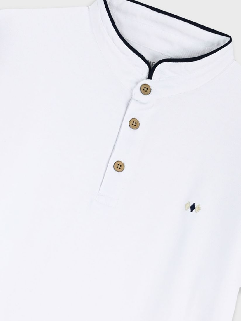 Μπλούζα με μάο γιακά και κουμπιά λευκό