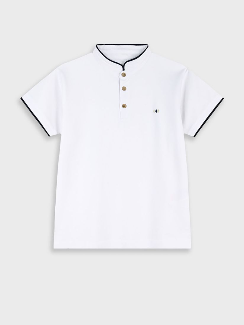 Μπλούζα με μάο γιακά και κουμπιά λευκό