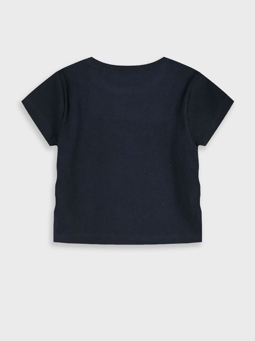 Μπλούζα κοντομάνικη μονόχρωμη ριπ με ανοίγματα στο πλάι μαύρο