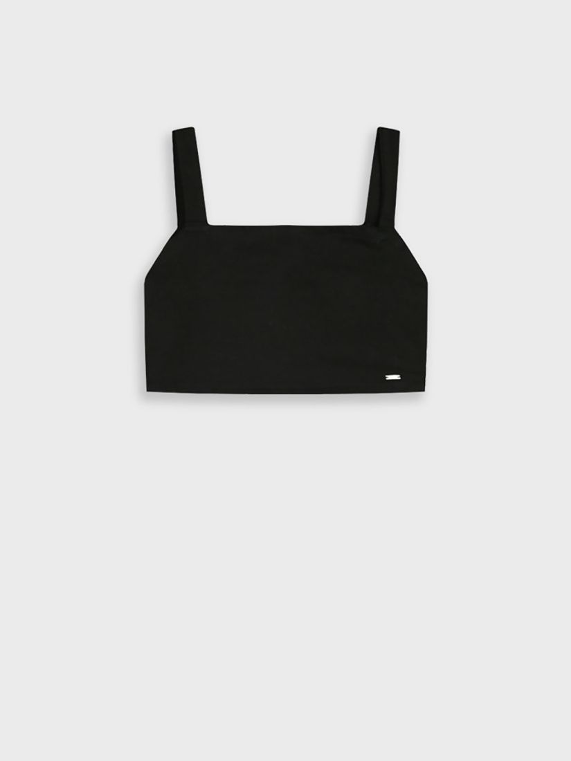 Κροπ τοπ μονόχρωμο με λάστιχο στο πίσω μέρος μαύρο