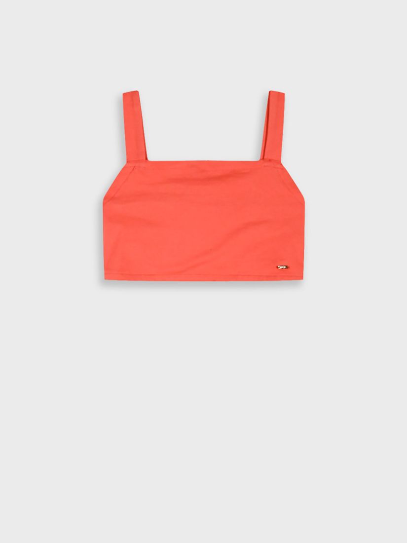 Κροπ τοπ μονόχρωμο με λάστιχο στο πίσω μέρος κοραλί