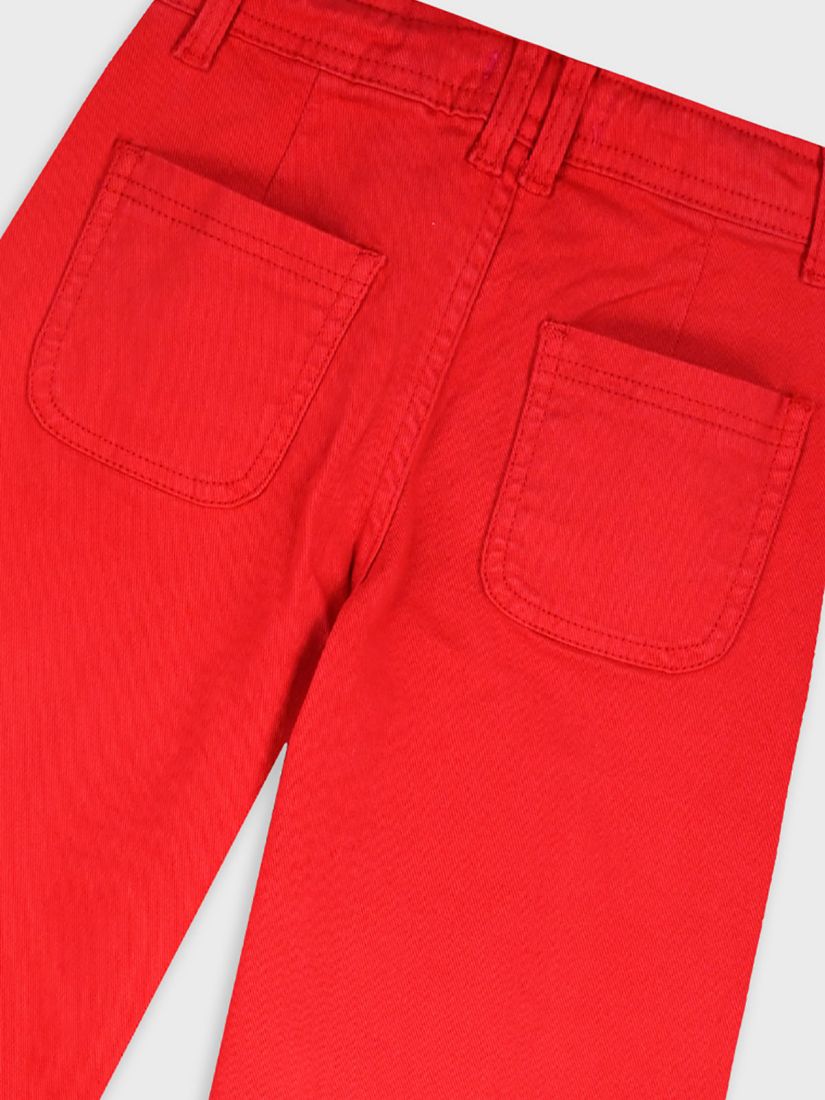 Παντελόνα τζιν μονόχρωμη με ξέφτια στο κάτω μέρος κόκκινο
