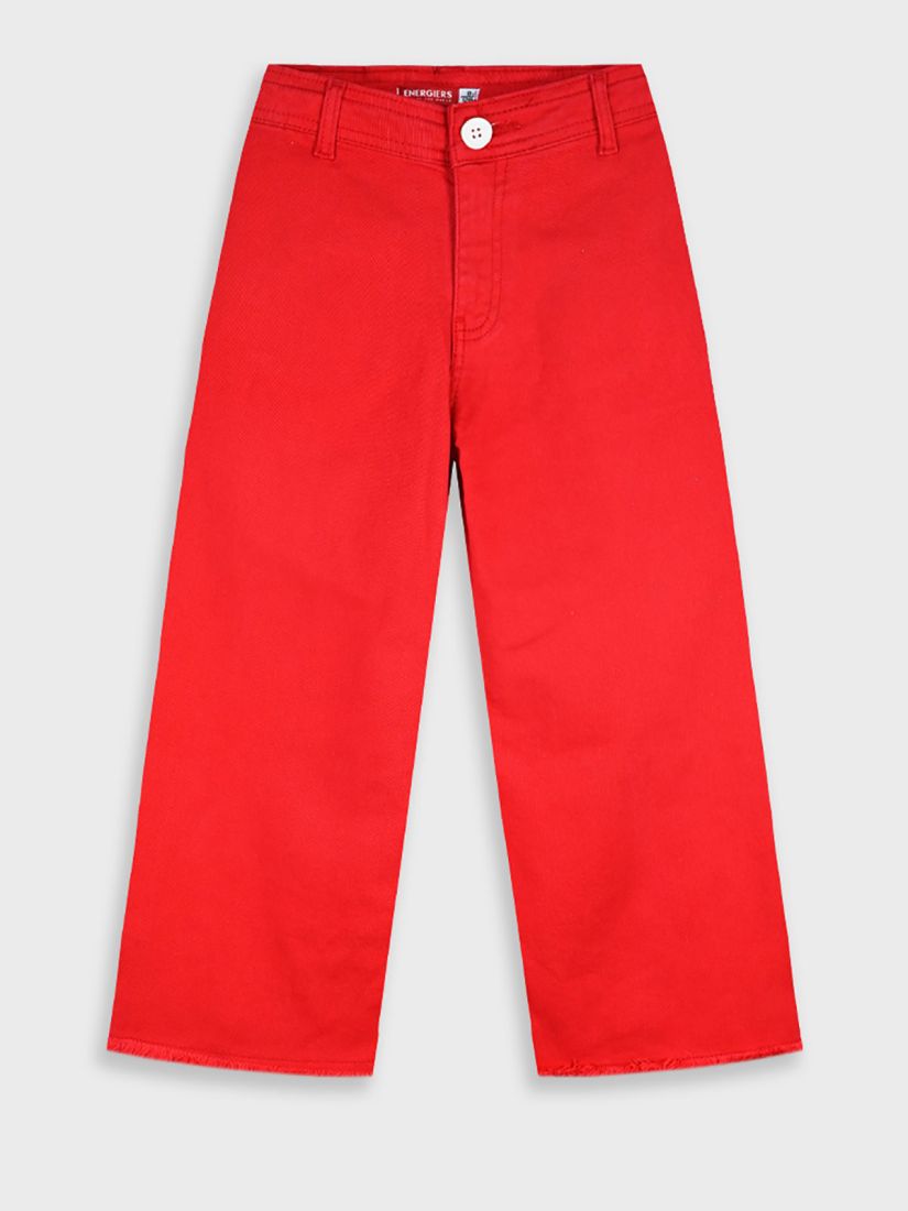 Παντελόνα τζιν μονόχρωμη με ξέφτια στο κάτω μέρος κόκκινο