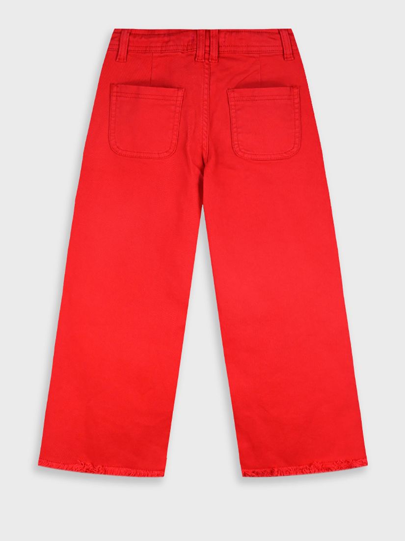 Παντελόνα τζιν με ξέφτια στο τελείωμα κόκκινο