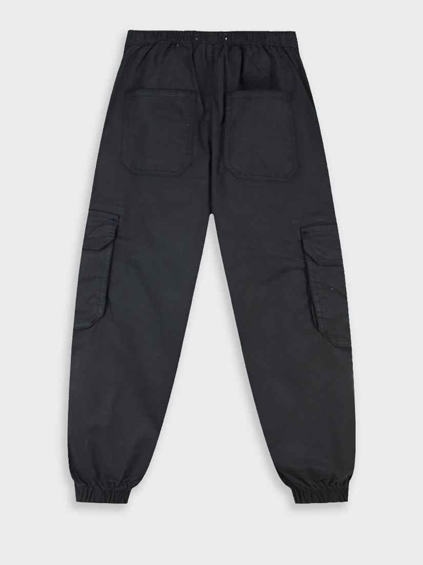 Παντελόνι parachute μονόχρωμο με τσέπες μαύρο