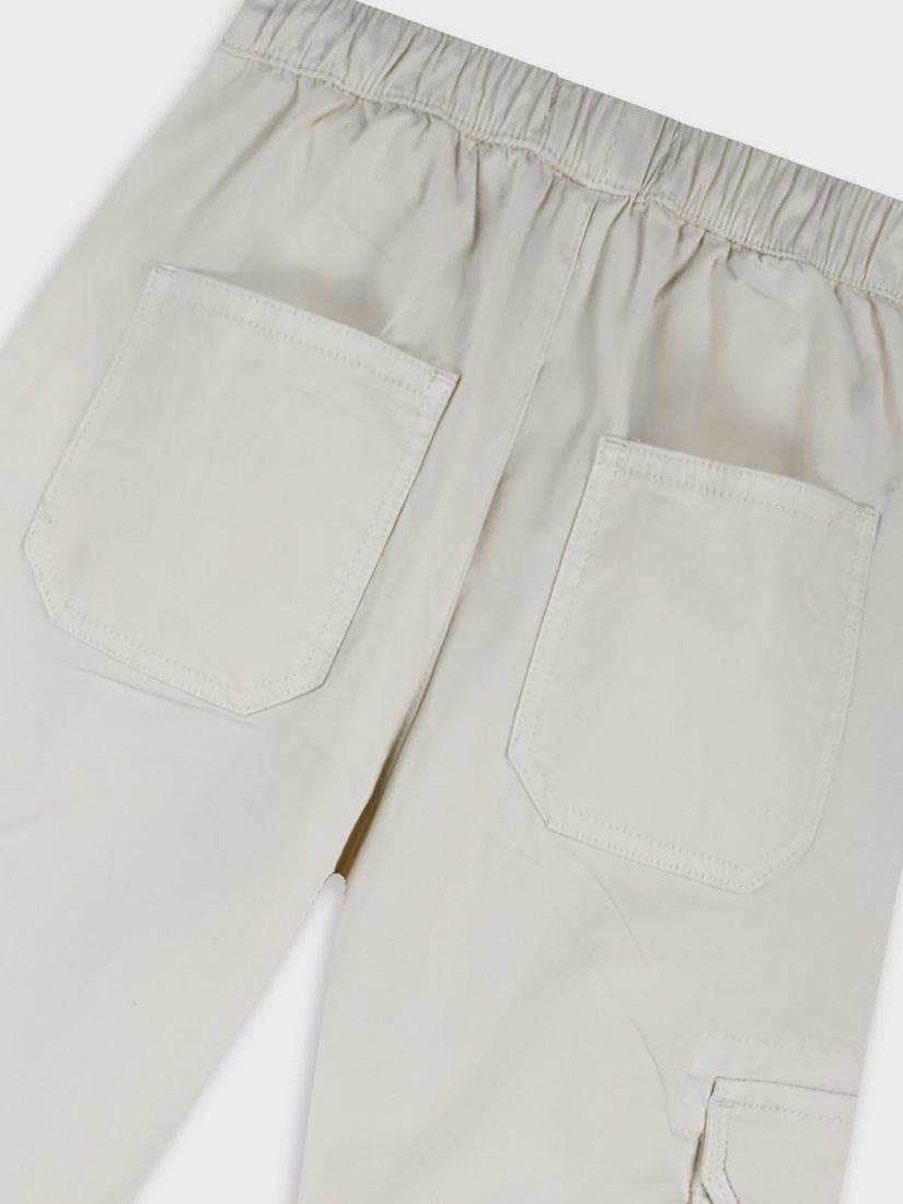 Παντελόνι parachute μονόχρωμο με τσέπες μπεζ