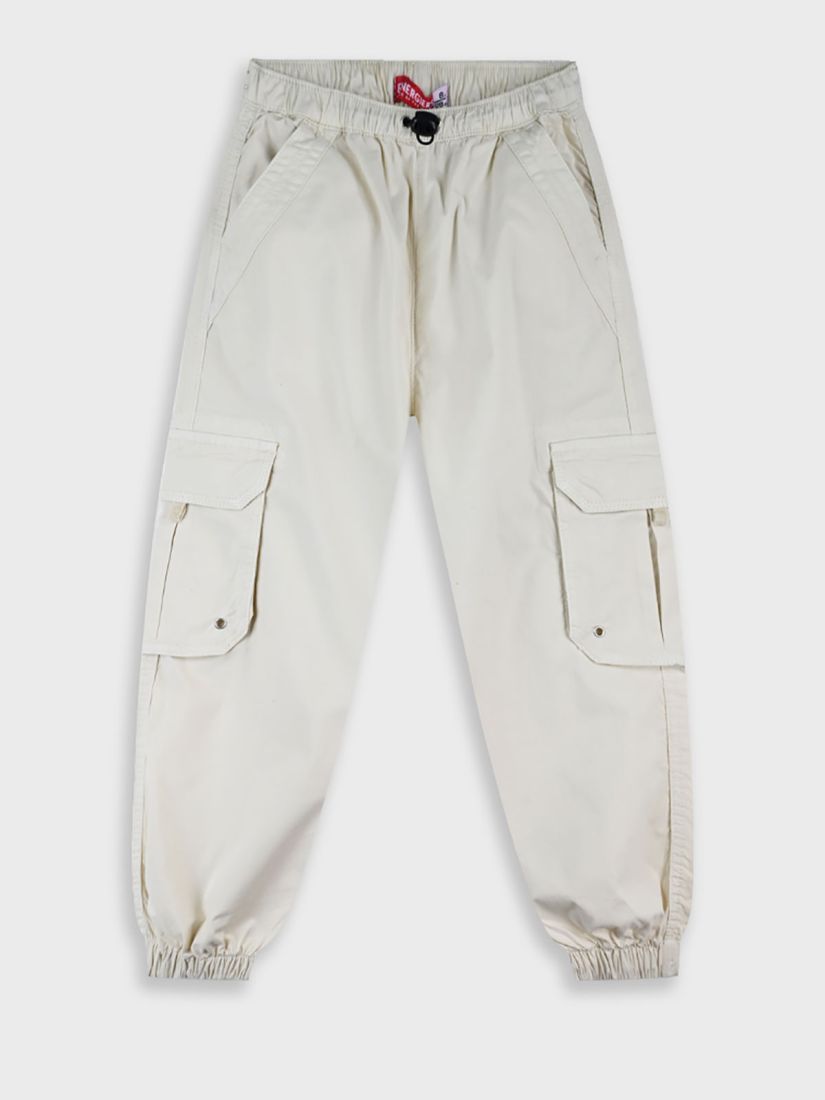 Παντελόνι parachute μονόχρωμο με τσέπες μπεζ